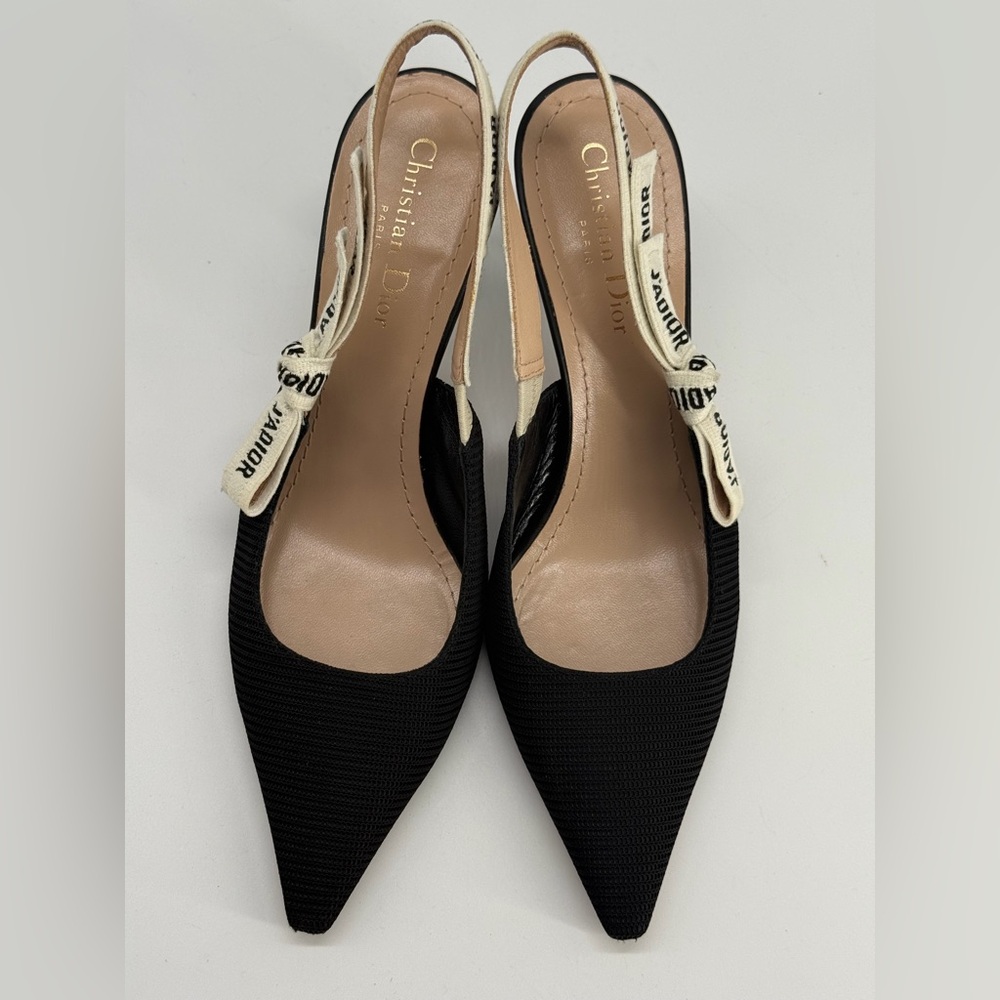 Christian Dior J'adior Slingback Pumps Black Technical Fabric Size 40 - Picture 2 of 10
